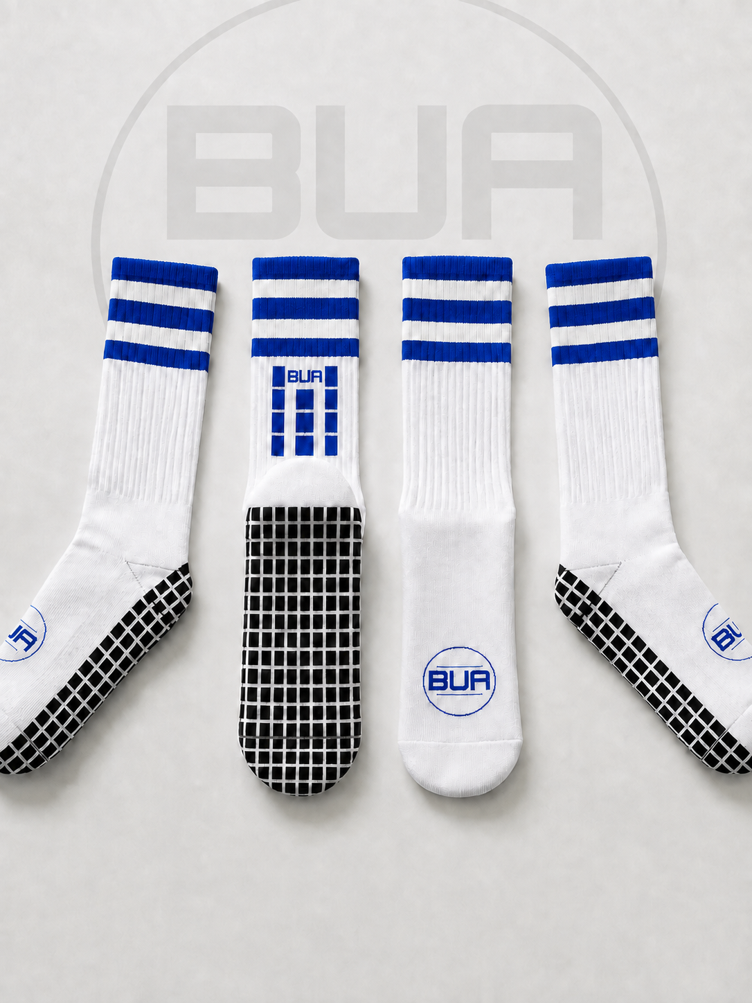Blue and White Grip Socks