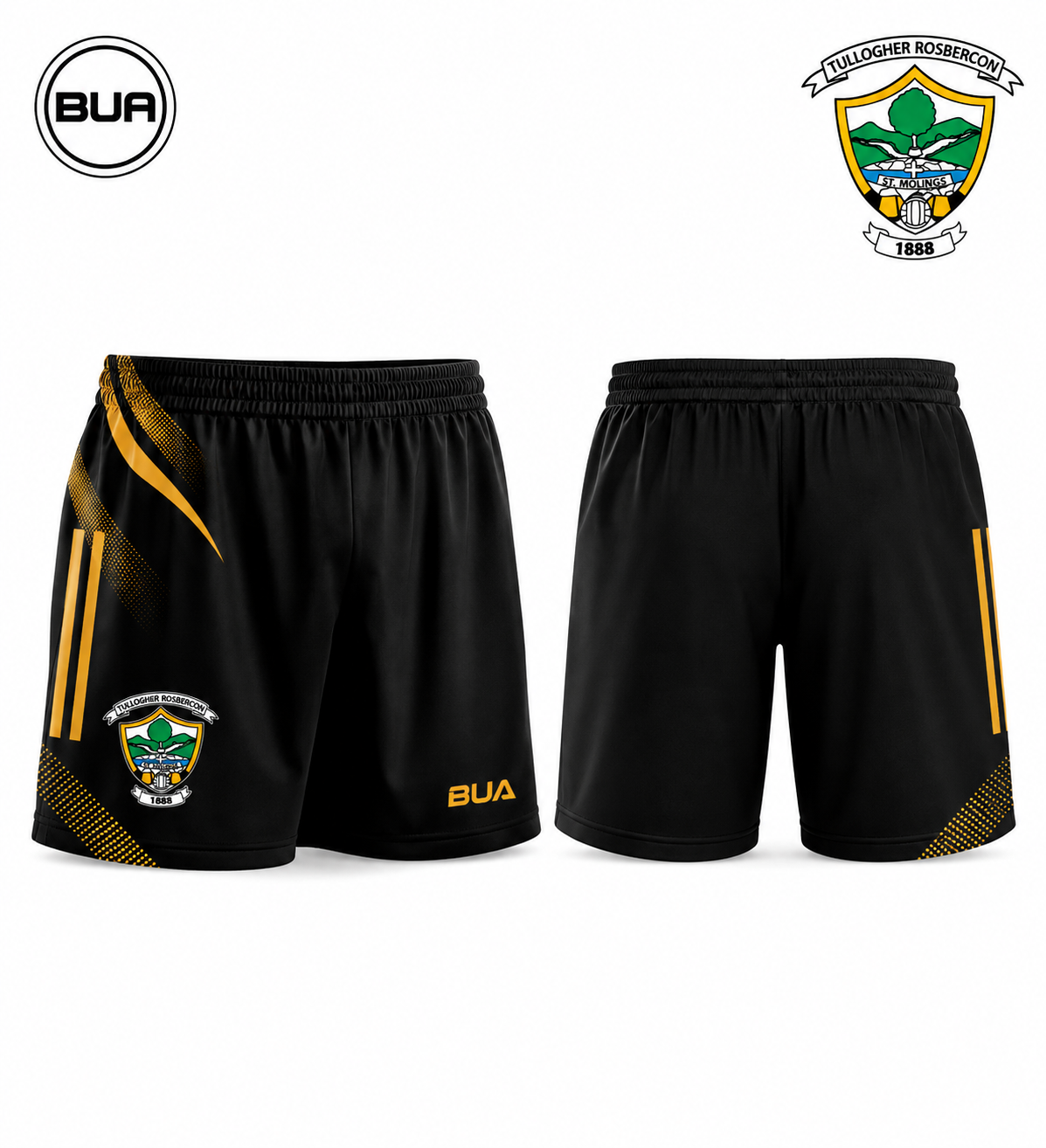 Tullogher-Rosbercon GAA Black & Amber Shorts (PRE ORDER)