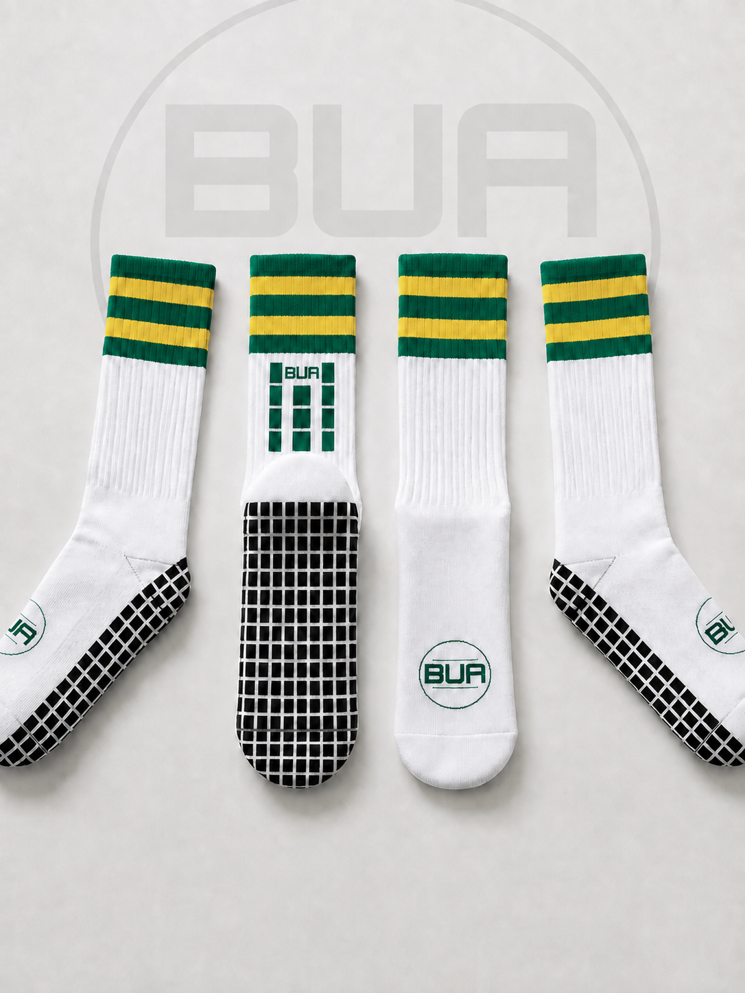 Green and Gold Grip Socks