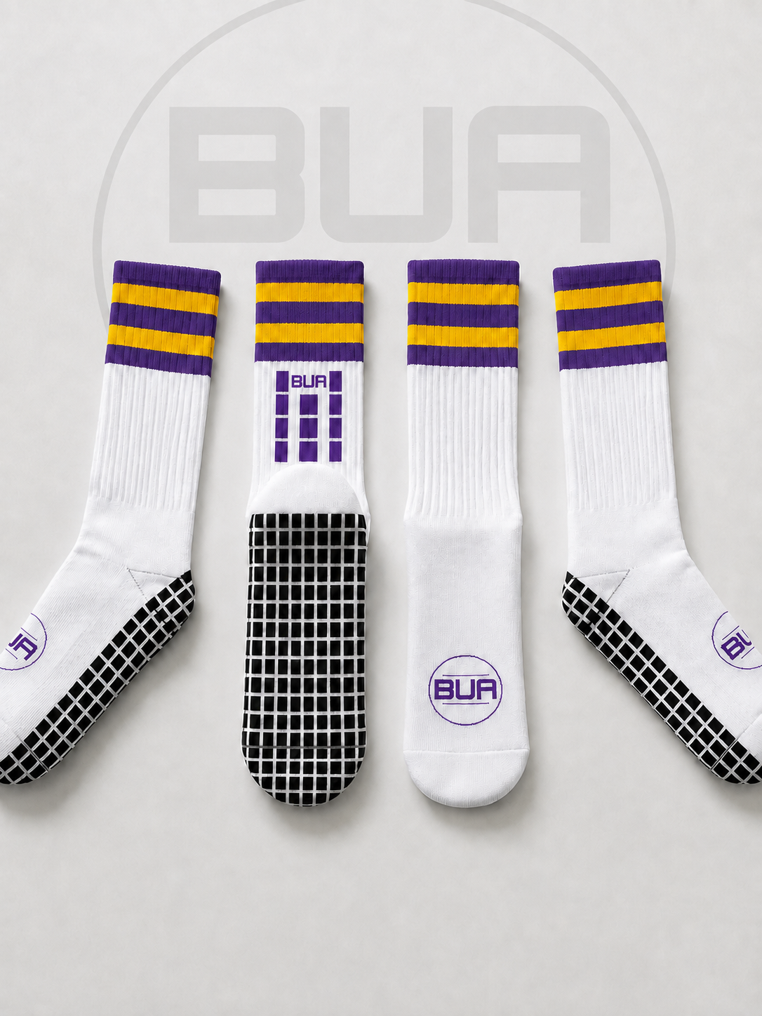 Purple and Yellow Grip Socks