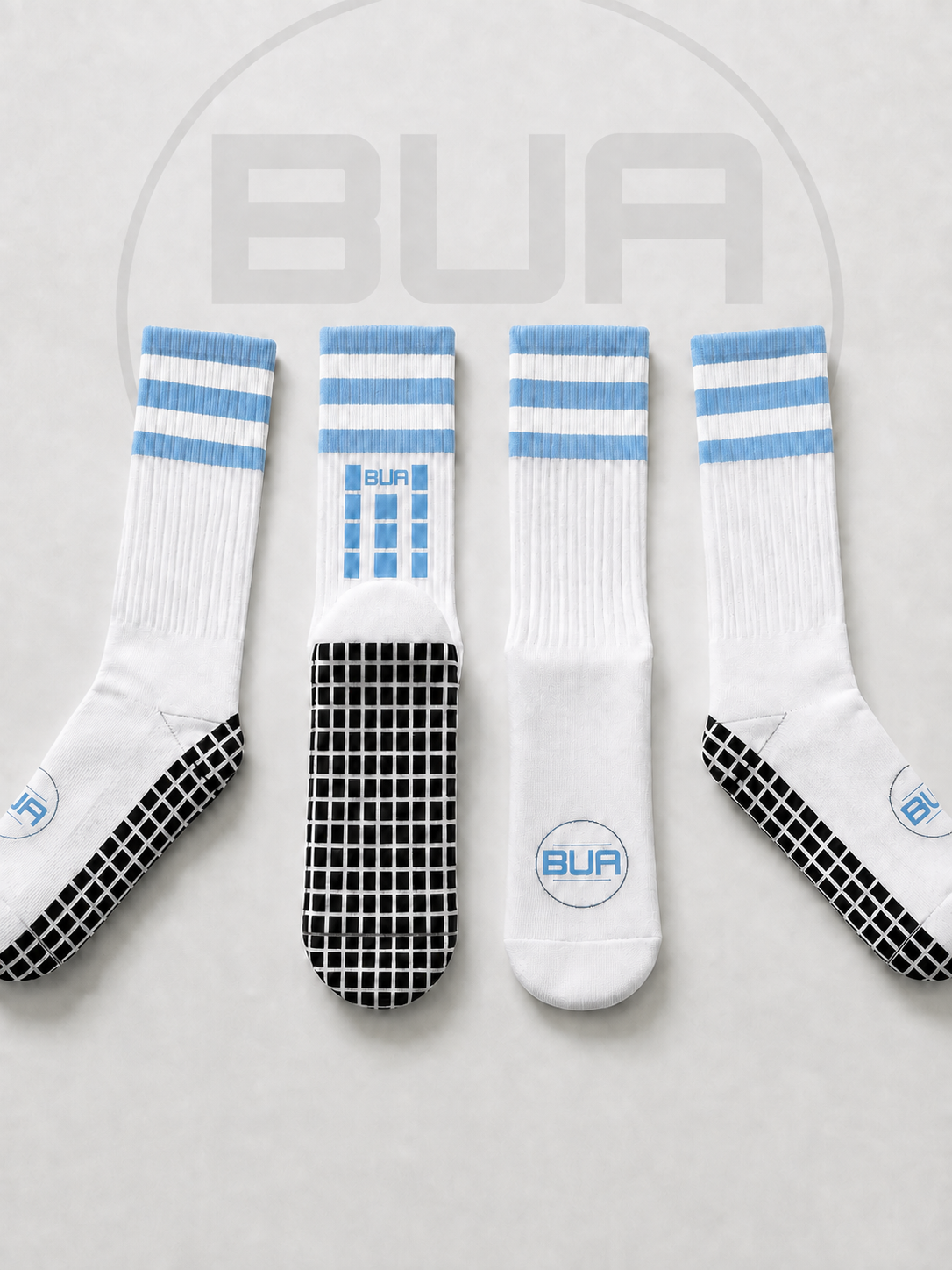 Sky Blue and White Grip Socks