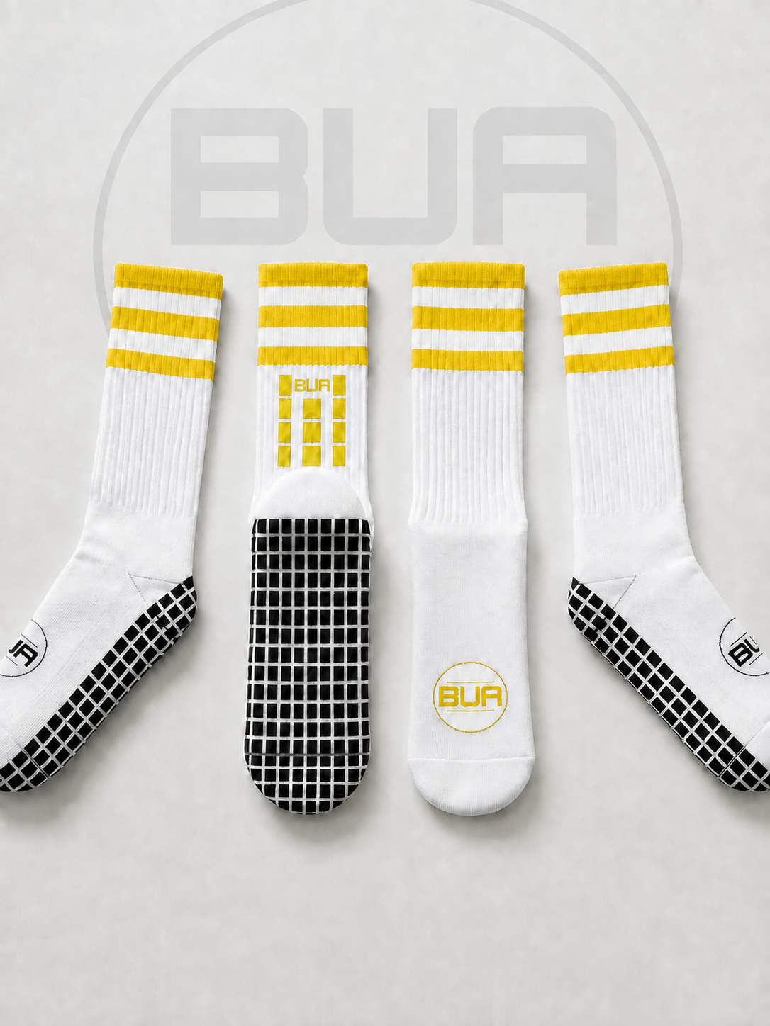 Yellow and White Grip Socks